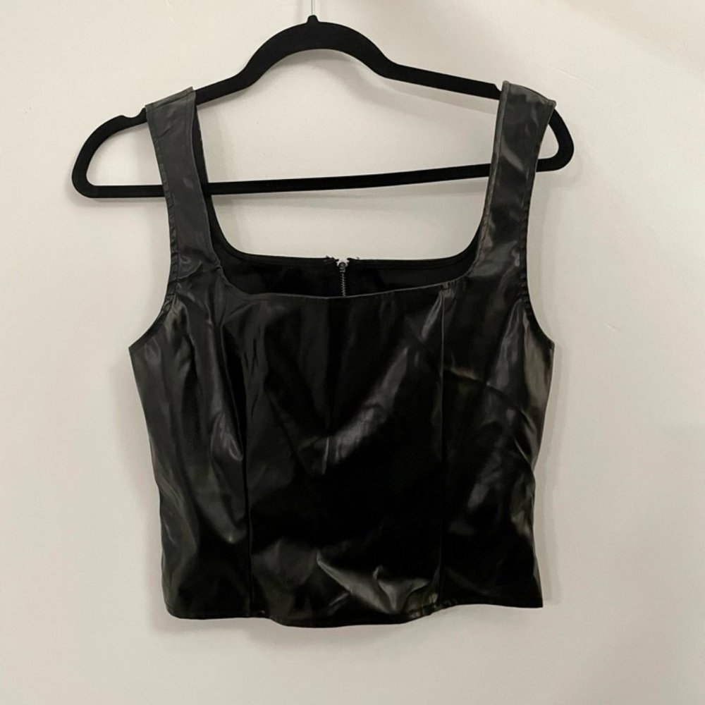 Black Corset Top Faux Leather
